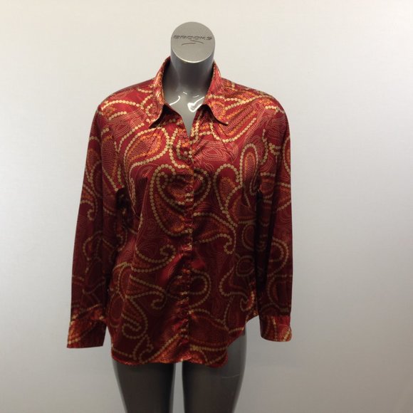 EZS By Haggar Size PXL Women's Red Gold Orange - Picture 1 of 5